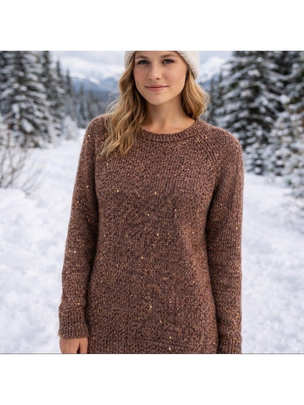 TOMMY HILFIGER GOLD THREAD MOHAIR SWEATER SHIMMER KNIT WINTER WOMENS LARGE